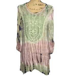 Nature Art Lynn Yang Pink Green Tie Dye Shirt